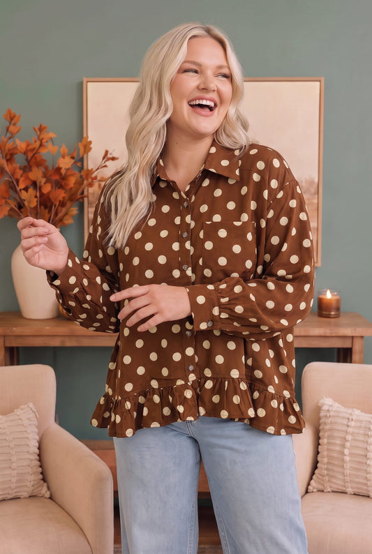 Spotted in Style Ruffle Blouse