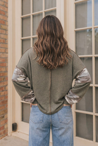 Cozy Camo Color Block Pullover